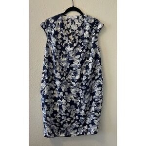VLT'S by Valentina's Dress Size Small 100% Linen Blue Knee Length V-Neck Casual